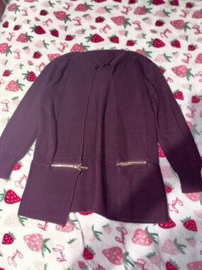 Ivanka Trump Women's Open Front Sweater Cardigan - Plum